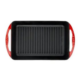 Lava Kırmızı Dikdörtgen Metal Kulplu Izgara Döküm 22x32 cm Tava