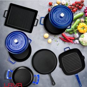 Lava LV S ET K52 B 6x Trendy Serisi 8 Parça Mavi Döküm Tencere ve Tava Seti