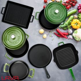 Lava LV S ET K52 G 6x Trendy Serisi 8 Parça Yeşil Döküm Tencere ve Tava Seti