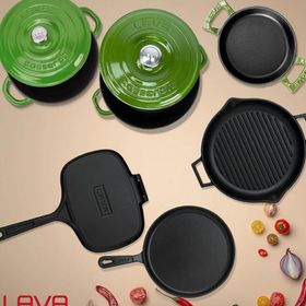 Lava LV S ET K53 G 6x Trendy Serisi 9 Parça Yeşil Döküm Tencere ve Tava Seti