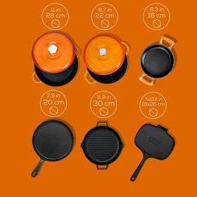 Lava LV S ET K53 O 6x Trendy Serisi 9 Parça Turuncu Döküm Tencere ve Tava Seti