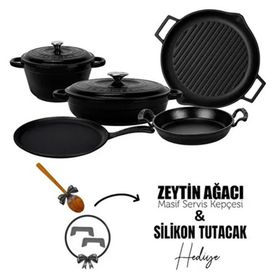 Lava LV S ET K55 BL Döküm 5X Trendy Serisi Siyah 8 Parça Tencere Tava Seti