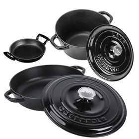 Lava LV S NHR 3X SET BL 3X New Heritage Serisi Siyah Döküm Demir Tencere Tava Seti