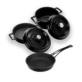 Lava LV S NHR 3X SET BL 3X New Heritage Serisi Siyah Döküm Demir Tencere Tava Seti
