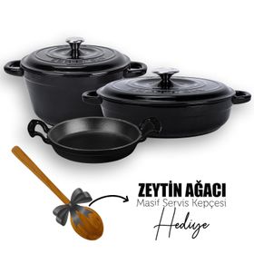 Lava LV S NHR 3X SET BL 3X New Heritage Serisi Siyah Döküm Demir Tencere Tava Seti