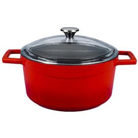 Lava LvYTc24K3R Glaze Kırmızı 24 cm Yuvarlak Döküm Demir Tencere