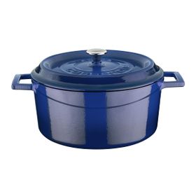 Lava Mavi Metal Döküm 24 cm Yuvarlak Tencere