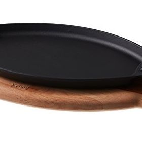 Lava Metal Balık Formlu Kulplu ve Ahşap Altlıklı 20x32 cm Döküm Balık Tavası