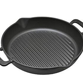 Lava Metal Kulplu 32 cm Siyah Döküm Yuvarlak Izgara Tava