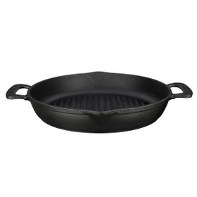 Lava Metal Kulplu 32 cm Siyah Döküm Yuvarlak Izgara Tava
