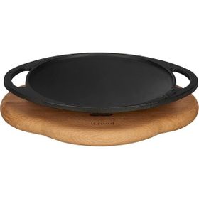 Lava Metal Metal Kulplu 20 cm Siyah Ahşap Altlıklı Döküm Saç Kavurma Tavası
