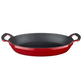 Lava Oval Kulplu 27x20 cm Kırmızı Döküm Tava