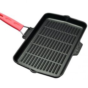 Lava Silikon Tel Saplı Ölçü 21x36 cm Kırmızı Döküm Dikdörtgen Sığ Izgara Tavası