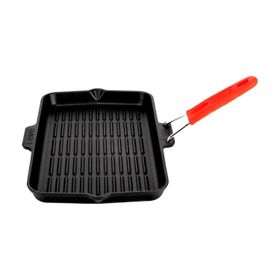 Lava Silikon Tel Saplı Ölçü 21x36 cm Kırmızı Döküm Dikdörtgen Sığ Izgara Tavası