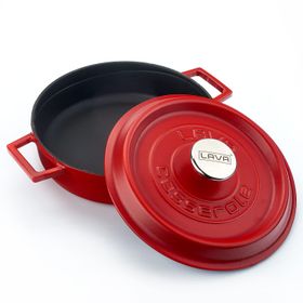 Lava Spring Serisi Yuvarlak 24 cm Mat Emaye Parlak Siyah Taban Döküm Çok Amaçlı Tencere