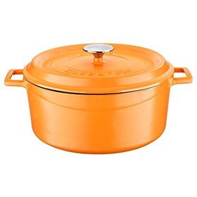 Lava Spring Yuvarlak 28 cm Mat Emaye Parlak Siyah Taban Turuncu Döküm Tencere