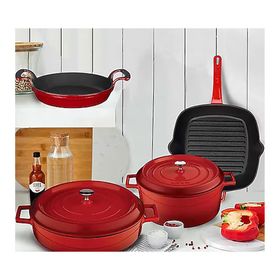 Lava Trendy 20 cm Kırmızı 6 Parça Kırmızı Döküm Tencere Seti