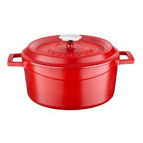 Lava Trendy Kapak Mat Kırmızı 24 cm Döküm Demir Spring Yuvarlak Tencere