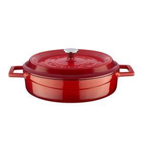 Lava Trendy Kapak Mat Turkuaz 24 cm Döküm Demir Spring Çok Amaçlı Yayvan Tencere