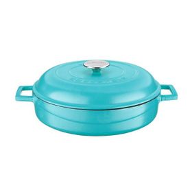 Lava Trendy Kapak Mat Turkuaz 24 cm Döküm Demir Spring Çok Amaçlı Yayvan Tencere