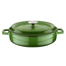 Lava Trendy Kapak Mat Turkuaz 24 cm Döküm Demir Spring Çok Amaçlı Yayvan Tencere