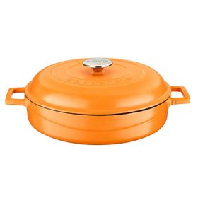 Lava Trendy Kapak Mat Turkuaz 24 cm Döküm Demir Spring Çok Amaçlı Yayvan Tencere