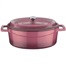 Lava Trendy Kapak Ölçü 23x29 cm Pembe Döküm Oval Tencere
