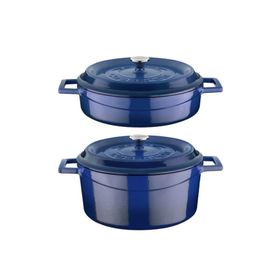 Lava Trendy Mavi 28 cm 2'li Derin Basık Tencere Set