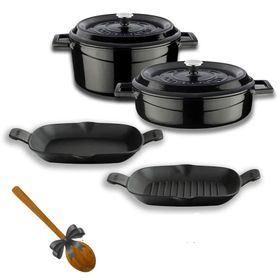 Lava Trendy Serisi 5X Döküm Demir Tencere-Tava Siyah Çeyiz Seti