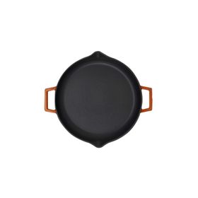 Lava Turuncu 30 cm Yuvarlak Cam Kapaklı Döküm Kızartma Tavası