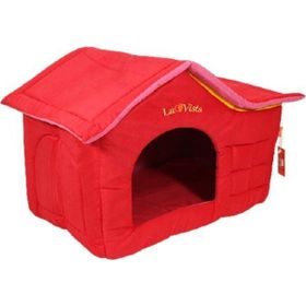Lavista Kırmızı Kadife İç Mekan Çatılı Kedi ve Köpek Evi