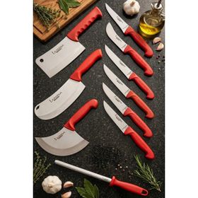 Lazbisa MFP-001 Silver Pro Serisi Mutfak 10 Parça Et Ekmek Sebze Soğan Börek Satır Bıçak Set