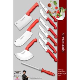Lazbisa MFP-001 Silver Pro Serisi Mutfak 10 Parça Et Ekmek Sebze Soğan Börek Satır Bıçak Set