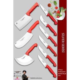 Lazbisa MFP-245 Silver Pro Serisi Mutfak 9 Parça Et Ekmek Sebze Soğan Börek Satır Bıçak Set