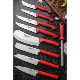 Lazbisa MFP-408 Silver Pro Serisi Mutfak 9 Parça Et Ekmek Sebze Salata Börek Masat Bıçak Set