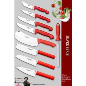 Lazbisa MFP-408 Silver Pro Serisi Mutfak 9 Parça Et Ekmek Sebze Salata Börek Masat Bıçak Set