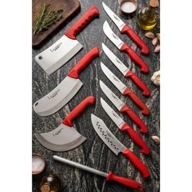 Lazbisa MFP-784 Silver Pro Serisi Mutfak 11 Parça Et Ekmek Sebze Soğan Börek Şef Satır Bıçak Set