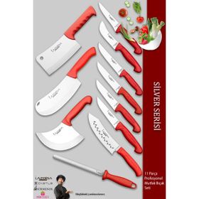 Lazbisa MFP-784 Silver Pro Serisi Mutfak 11 Parça Et Ekmek Sebze Soğan Börek Şef Satır Bıçak Set