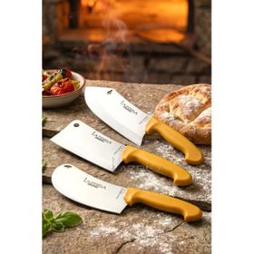 Lazbisa MFT-002 Gold Serisi Pide Börek Mutfak Salata Pizza Bıçak Kıyma Et Satırı Doğrama 3'lü Bıçak Set