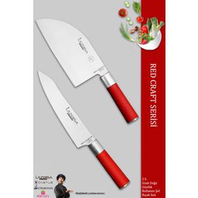 Lazbisa MFT-005 Red Craft Serisi Mutfak Et Ekmek Şef Sebze Börek Bıçak Set