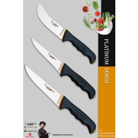 Lazbisa MFT-247 Platinum Serisi Mutfak Et Ekmek Sebze Meyve 3'lü Bıçak Set