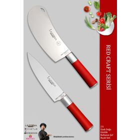 Lazbisa MFT-258 Red Craft Serisi Mutfak Et Ekmek Şef Sebze Börek Bıçak Set