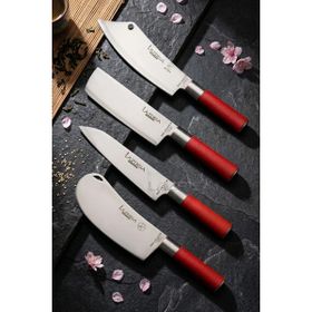 Lazbisa MFT-271 Red Craft Serisi Mutfak Şef Et Ekmek Sebze Şef 4'lü Bıçak Set