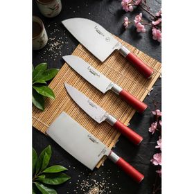 Lazbisa MFT-325 Red Craft Serisi Mutfak Et Ekmek Şef Sebze Börek 4'lü Bıçak Set