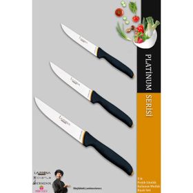 Lazbisa MFT-369 Platinum Serisi Mutfak Et Ekmek Sebze Meyve 3'lü Bıçak Set