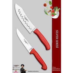 Lazbisa MFT-865 Gold Serisi Mutfak Et Ekmek Sebze Şef Kanallı 2'li Bıçak Set