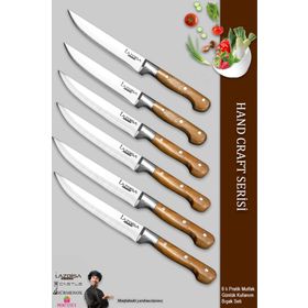 Lazbisa MTF-001 Hand Craft Mutfak Et Ekmek Sebze Meyve 6'lı Bıçak Set