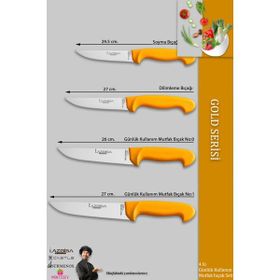 Lazbisa MTF-007 Gold Serisi Gümüş Mutfak Et Ekmek Sebze 4'lü Bıçak Set