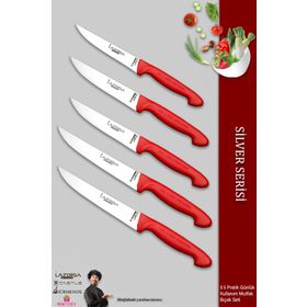 Lazbisa MTF-015 Silver Serisi Mutfak Et Ekmek Sebze Meyve 5'li Bıçak Set