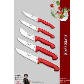 Lazbisa MTF-016 Silver Serisi Mutfak Et Ekmek Sebze Meyve 5'li Bıçak Set